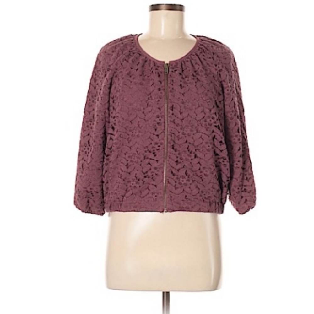Pins And Needles Cotton Blend Lace Semi-crop Lined Jacket